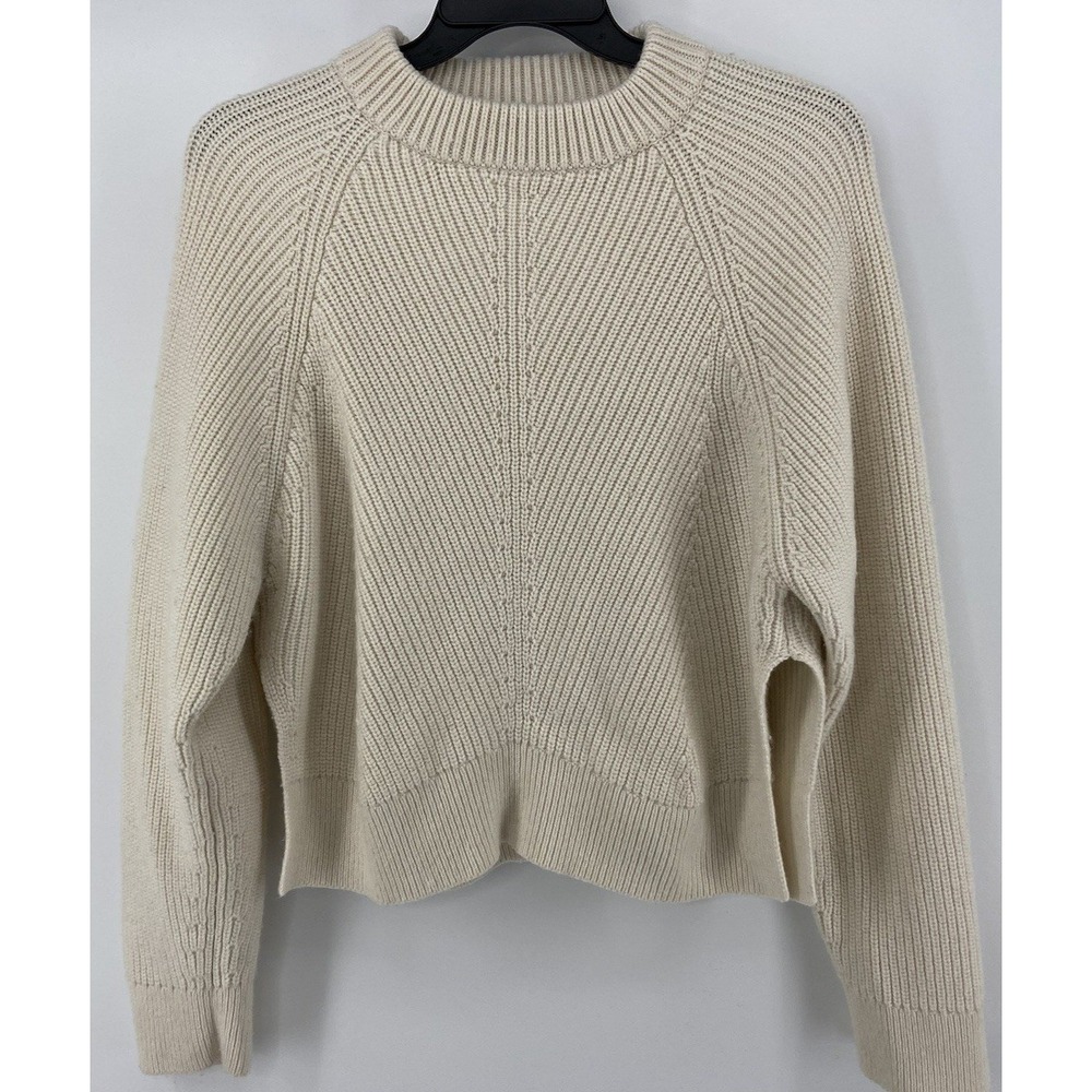 AllSaints Sweater Womens Medium Cream Ridley Cashmere Blend Minimalist Knit